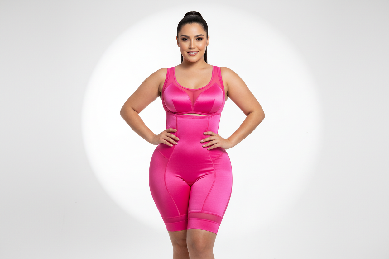 Woman wearing a Stage 2 Colombian faja for high compression and body contouring after Lipo 360