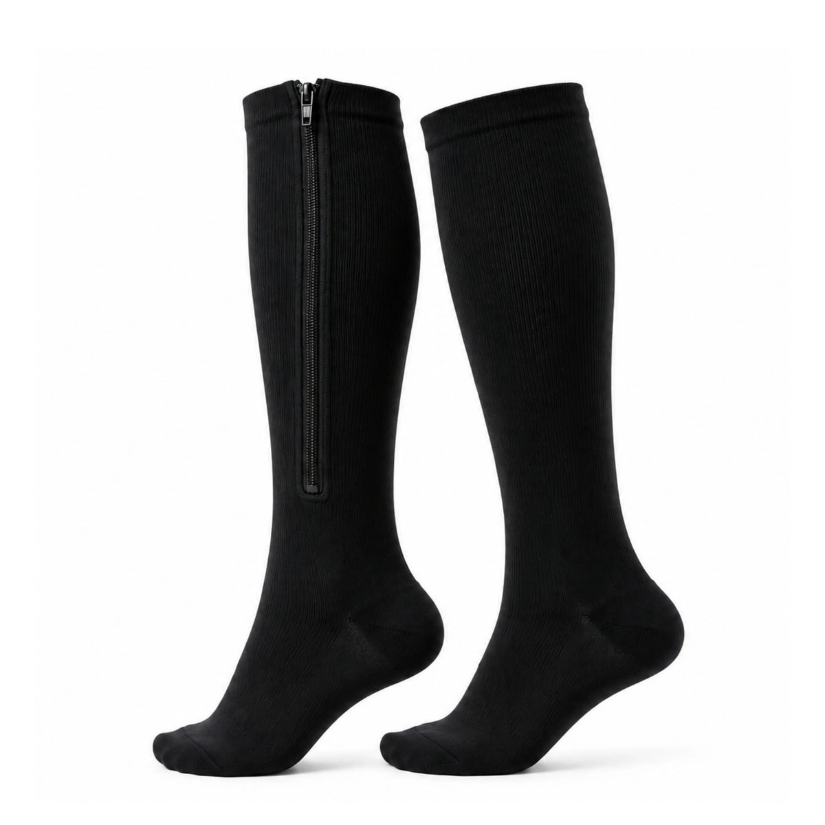 BBL zipper anti-embolism compression stockings black – front view 