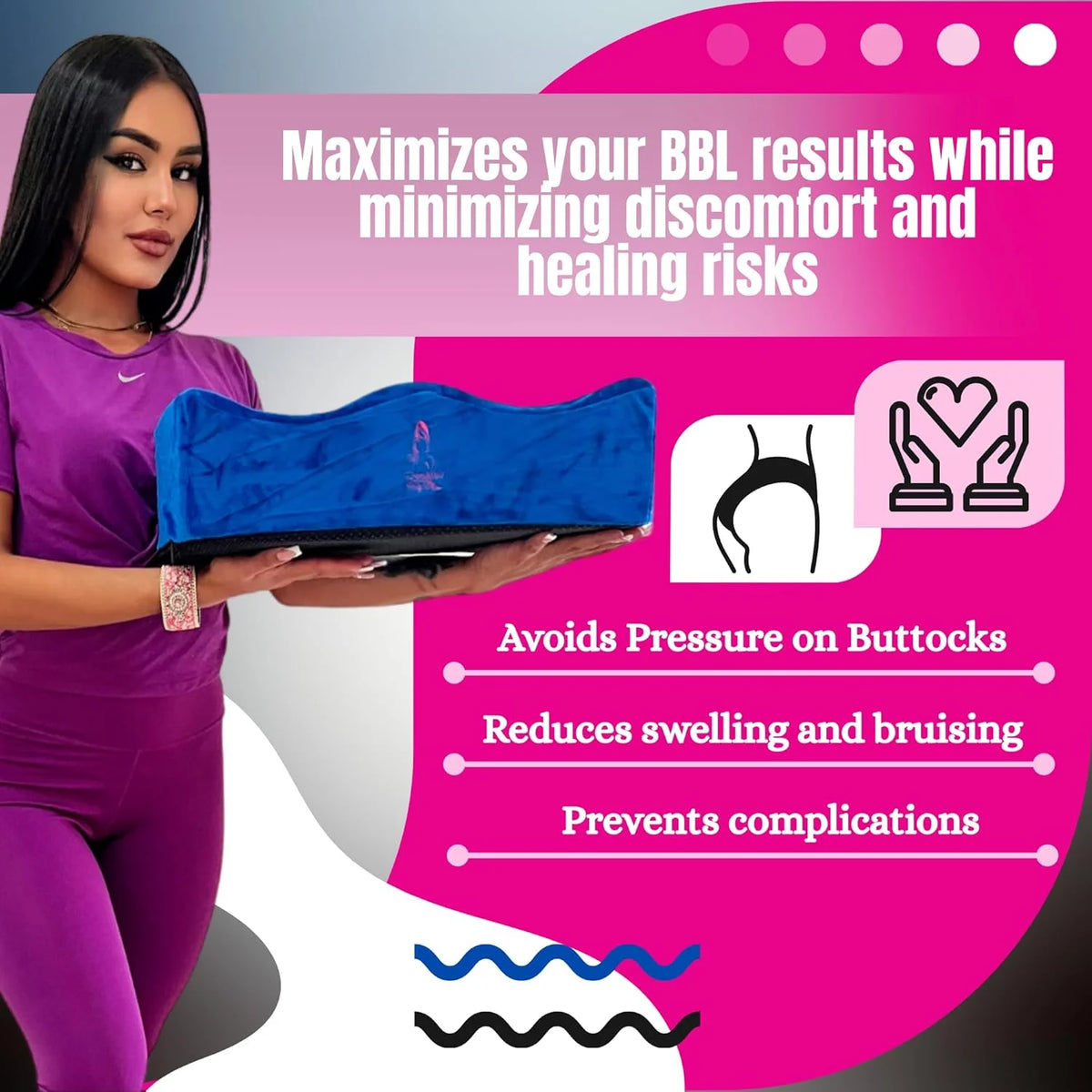 Brazilian Butt Lift pillow Kit 7-Piece Recovery Bundle with ab board after tummy tuck & Lipo Foam pee funnel for women recovery tabla abdominal Blue