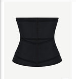 Black neoprene women's waist trainer sweat belt back view showing boning channels and compression panels
