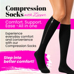 BBL recovery zipper compression stockings black – side view 