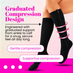 Black anti-embolism compression socks for BBL and lipo recovery 