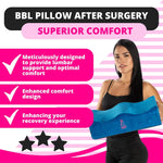 Blue BBL Pillow Top View – Memory Foam Brazilian Butt Lift Cushion for Post-Surgery Sitting Recovery 