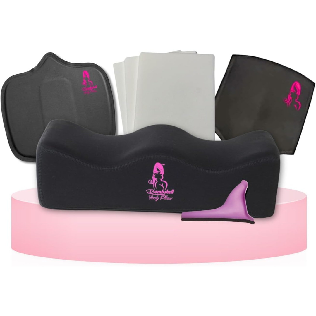 BBL pillow recovery kit 7-piece bundle kit with ab board, lumbar back board, 3 pack lipo foam sheets, and female urinal  device in black #Black