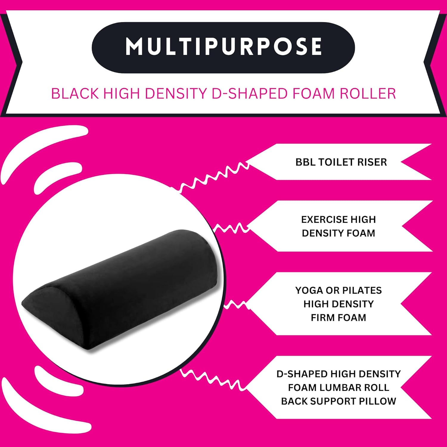 BBL Toilet Seat Riser Black Side Profile – 3-Inch High-Density Foam Post-Surgery Recovery Cushion 