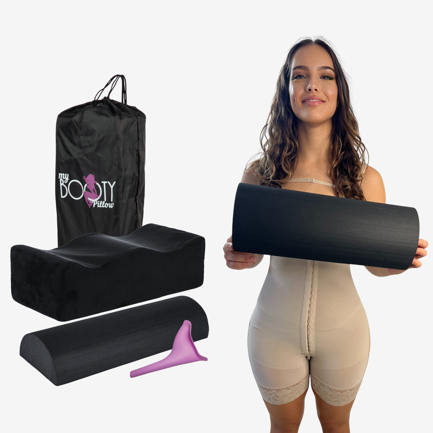 Black BBL pillow and toilet riser kit for Brazilian butt lift surgery recovery 