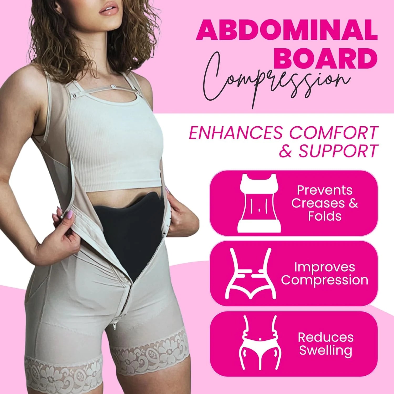 butt pillow after surgery Kit 7-Piece Recovery Bundle with post-op compression board & Lipo Foam BBL pillow for plane travel orinal para mujer Pink