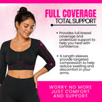 Post-surgery arm compression sleeve – comfortable recovery garment supporting bust, smoothing upper arms, and reducing post-surgical swelling