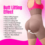 Butt lifting effect of high-waist shapewear shorts showing sculpted booty and curves-enhancing design