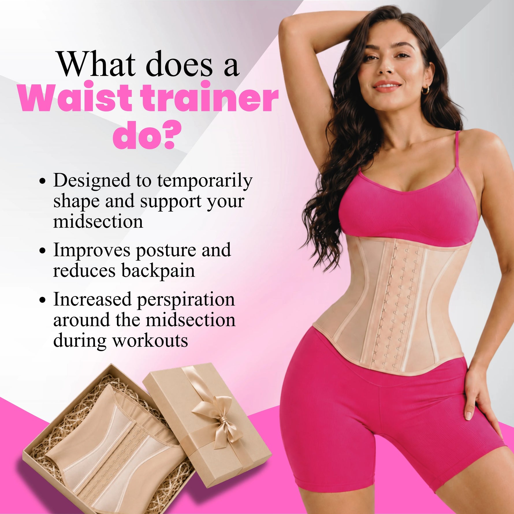 Women's waist trainer corset faja size guide – postpartum belly band body shaper