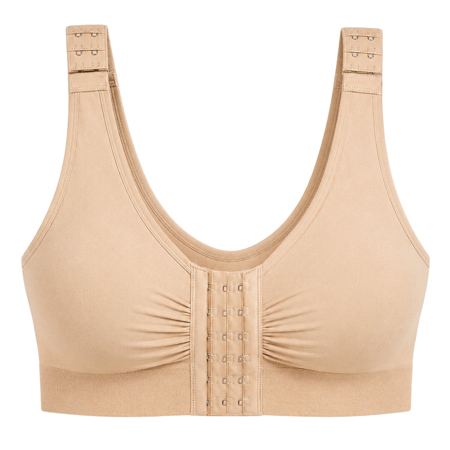 Beige compression bra garment on a white background