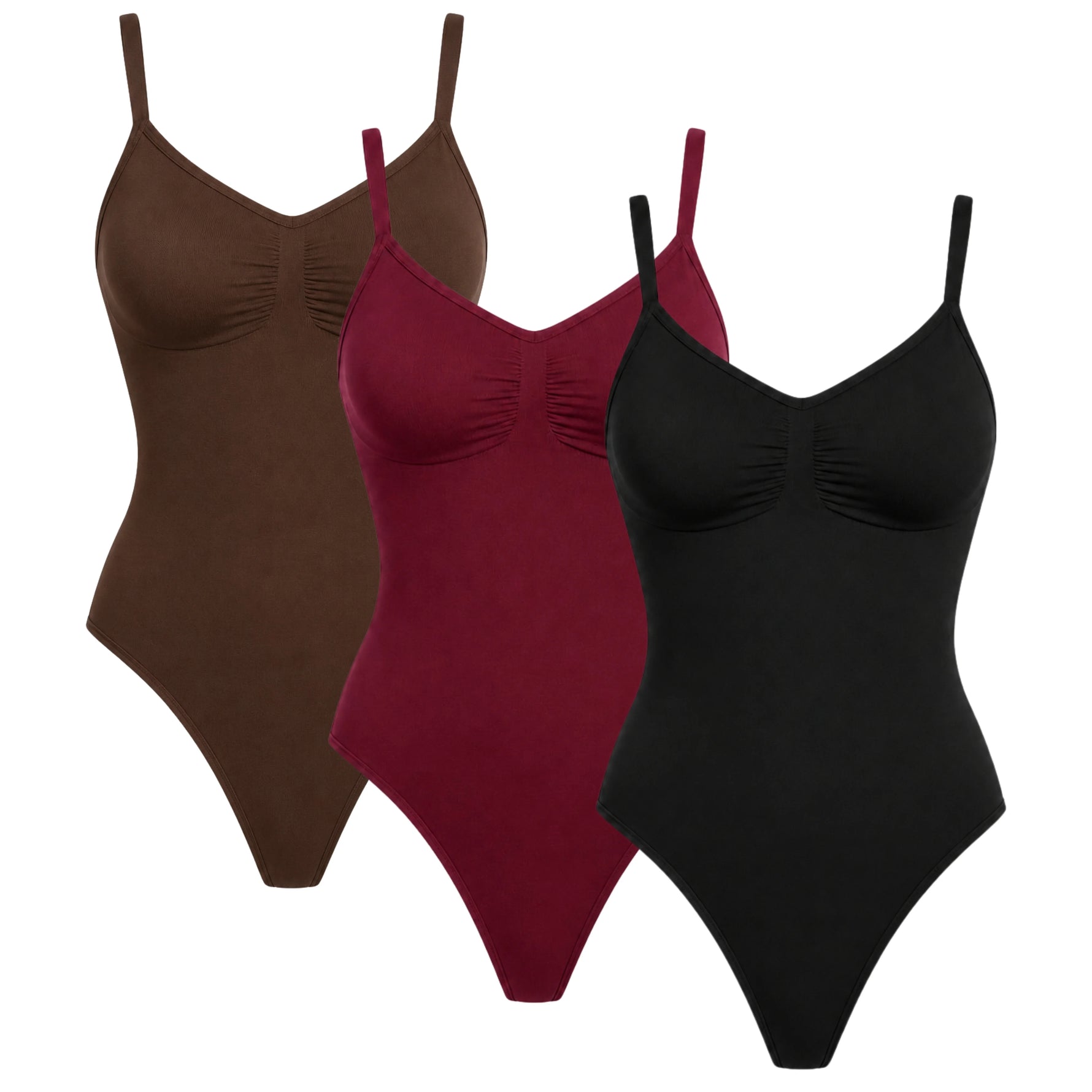 Women's seamless tummy control bodysuit shapewear showing snap closure 