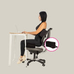 BBL Lumbar Backrest Cushion in Use at Office Desk – Post-Surgery Back Support for Sitting During BBL Recovery